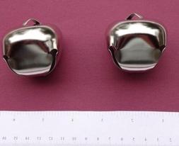 5 ea JUMBO Metal JINGLE BELL 2 inch Platinum Color Good for 