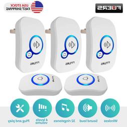 Fuers 32 Songs Wireless Welcome Chime Doorbell 3 Plug-in Rec
