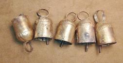 5 RUSTIC GOLD BRASS BELLS-Wedding Decor, Crafts, Dog Bell, W