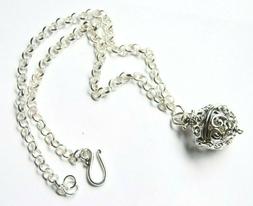 Chiming Bell Charm Pewter Pendant 18" Rhodium Silver Chain N