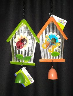 Colorful Orange Butterfly or Green Ladybug Birdhouse Wind Ch