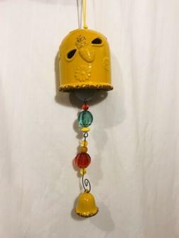 Honey Bee Sunflower Wind Chime Bell Ceramic Beaded Wire Yell