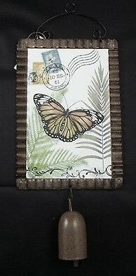 Decorative Metal Wind Chime Butterfly Postage Stamp Style wo
