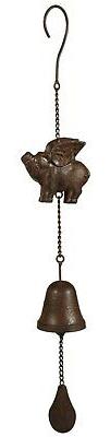 Flying Pig With Wings Bell Wind Chime Cast Iron