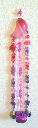 Pink Quartz AGATE MOON Jingle-Bell WIND CHIME 1.5 inches, by