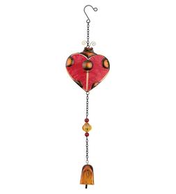 Ladybug Heart Glass Metal Sun Catcher Hanging Garden Bell wi