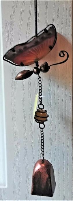 NWT 21"T Orange Butterfly Wind Chime with Metal Bell - For I