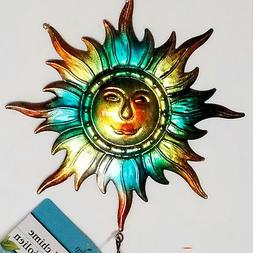 Sun Wind Chime Bell Metal Blue Coppery Yellow Garden Patio W