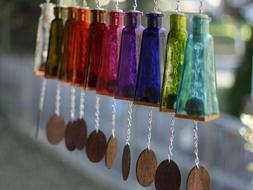 Glass Bottle Outdoor Decor Garden Patio Decoration Yard Bell