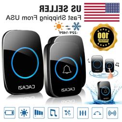Wireless Doorbell Chime Waterproof Plugin Receiver Adjustabl