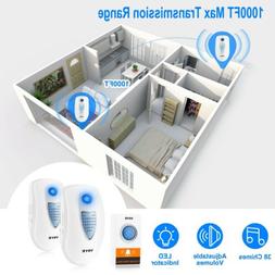 Wireless Doorbells Door Ring Chime 3 Volume 1000FT 2 Receive